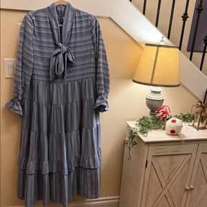 Dainty Jewells Blue Striped Long Sleeve Dress